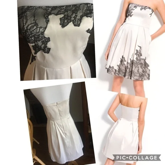 MAX & Cleo Strapless Ecru Satin Prom NWOT - Picture 3 of 7